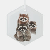 おもしろい水彩おもしろいファミリーフレンドアニマルアート ガラスオーナメント (正面)