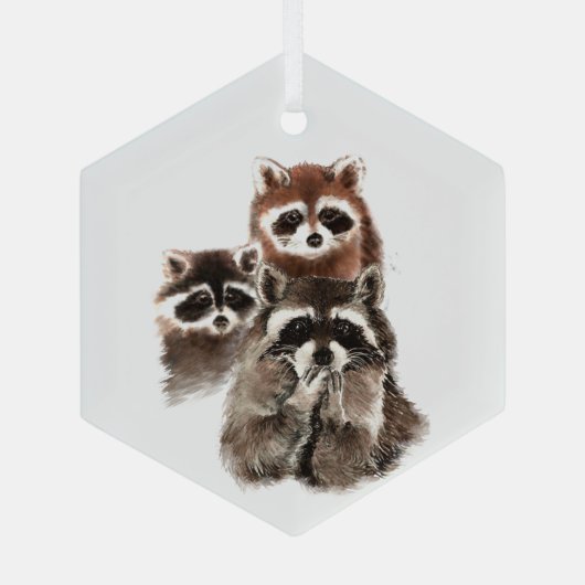 おもしろい水彩おもしろいファミリーフレンドアニマルアート ガラスオーナメント (裏面)