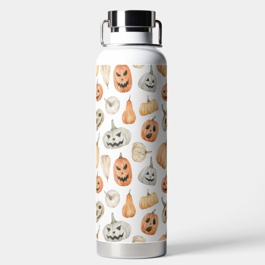 おもしろい水彩かぼちゃ模様 ウォーターボトル (背面)