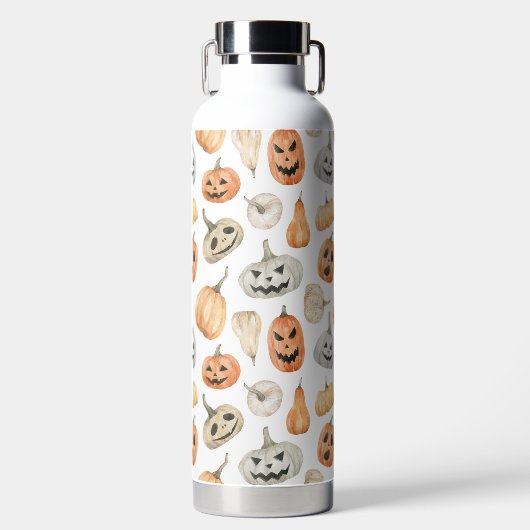 おもしろい水彩かぼちゃ模様 ウォーターボトル (正面)