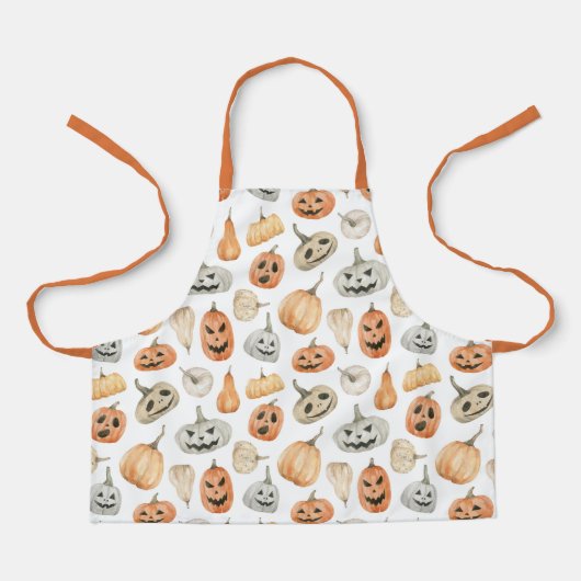 おもしろい水彩かぼちゃ模様 エプロン (正面)