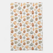 おもしろい水彩かぼちゃ模様 キッチンタオル (縦)