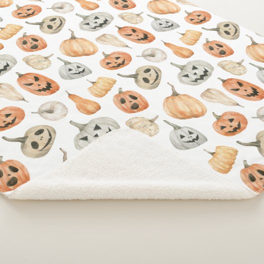 おもしろい水彩かぼちゃ模様 シェルパブランケット (3/4)