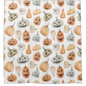 おもしろい水彩かぼちゃ模様 シャワーカーテン (正面)