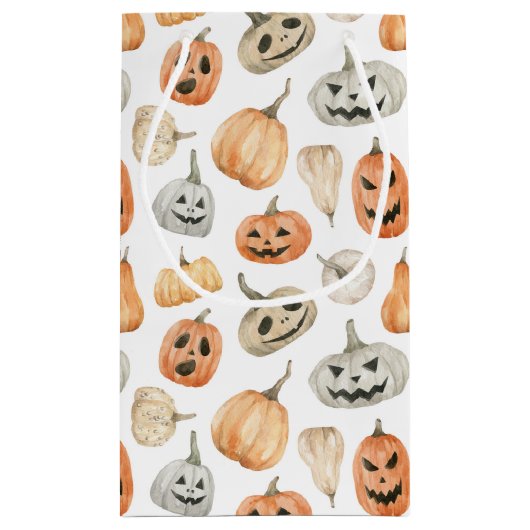 おもしろい水彩かぼちゃ模様 スモールペーパーバッグ (裏面)