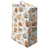 おもしろい水彩かぼちゃ模様 スモールペーパーバッグ (裏面アングル)