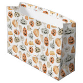 おもしろい水彩かぼちゃ模様 ラージペーパーバッグ (裏面アングル)