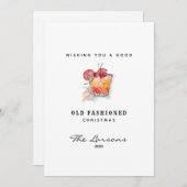 おもしろい水彩オールドカクテルファッションドクリスマス シーズンカード (正面/裏面)