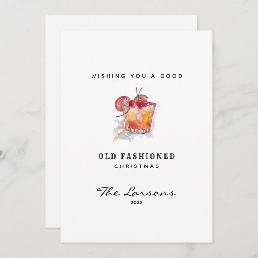 おもしろい水彩オールドカクテルファッションドクリスマス シーズンカード (正面/裏面)