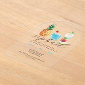 おもしろい水彩フルーツカクテルバースデーパーティー アクリル招待状 (レイダウン)