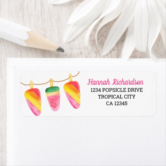 おもしろい水彩ポプシクル差出人住所 ラベル (インサイチュ)