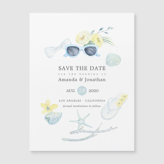 おもしろい水彩夏ビーチ結婚式保存日 (正面)