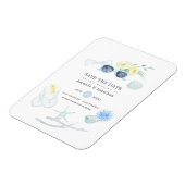 おもしろい水彩夏ビーチ結婚式保存日 マグネット (左側)