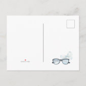 おもしろい水彩夏ビーチ結婚式保存日 案内ポストカード (裏面)