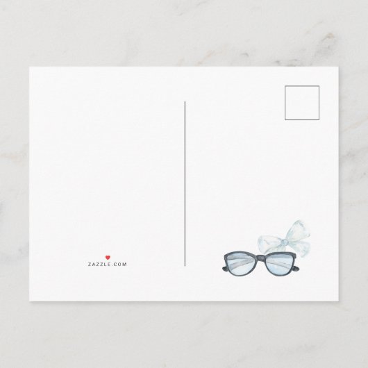 おもしろい水彩夏ビーチ結婚式保存日 案内ポストカード (裏面)