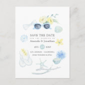 おもしろい水彩夏ビーチ結婚式保存日 案内ポストカード (正面)