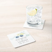 おもしろい水彩夏ビーチ結婚式 スクエアペーパーコースター (インサイチュ)