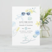 おもしろい水彩夏ビーチ結婚式 セーブザデート (スタンド正面)