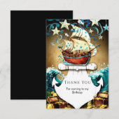 おもしろい水彩宝石海賊誕生日 サンキューカード (正面/裏面)