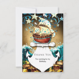 おもしろい水彩宝石海賊誕生日 サンキューカード