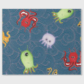 おもしろい水彩怪物包み紙 ラッピングペーパー (フラット)