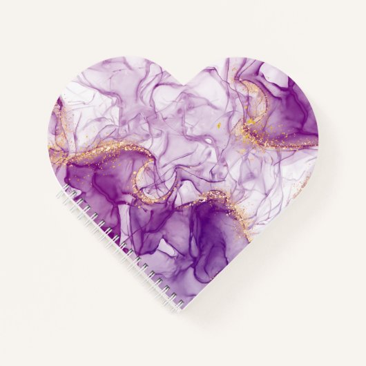 おもしろい水彩紫色の背景（黄金箔） ノートブック (正面)