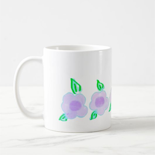 おもしろい水彩紫色の花 コーヒーマグカップ (左)