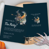 おもしろい水彩魔女おかしなハロウィーンの衣装パーティー 招待状