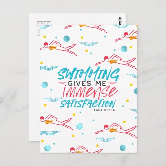 おもしろい水泳と満足度の引用文 ポストカード (正面/裏面)