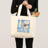 おもしろい水牛の翼の天国 ラージトートバッグ (正面(商品))
