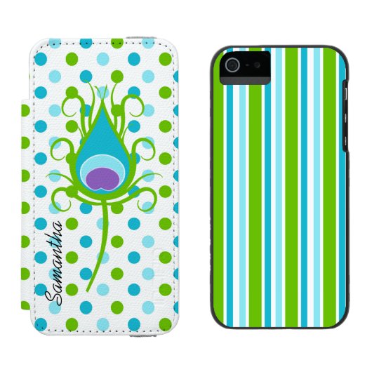 おもしろい水玉模様とストライプiPhone 5Sウォレットケース Incipio iPhoneウォレットケース (並び)