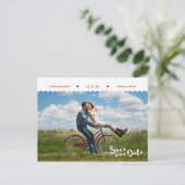 おもしろい水玉模様ブラシスクリプト写真Save the Date 案内ポストカード (スタンド正面)