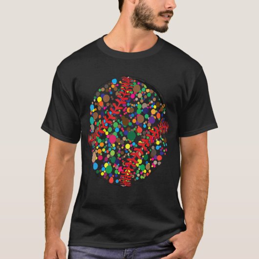 おもしろい水玉模様野球好き選手インターナショナル Tシャツ (正面)