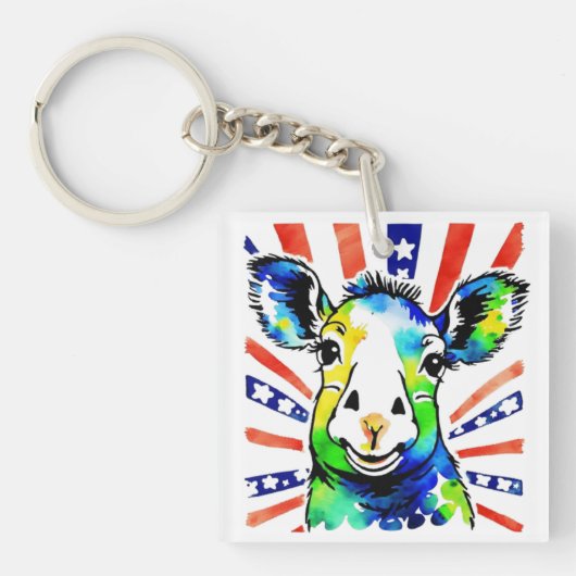 おもしろい水色カラフル キーホルダー (正面)