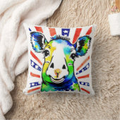 おもしろい水色カラフル クッション (ブランケット)