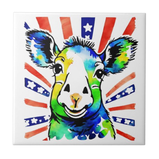 おもしろい水色カラフル タイル (正面)