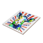 おもしろい水色カラフル タイル (側面)