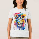 おもしろい水色カラフル トライブレンドＴシャツ (正面)