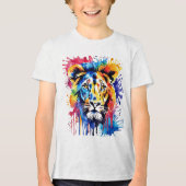 おもしろい水色カラフル トライブレンドＴシャツ (正面)