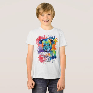 おもしろい水色カラフル トライブレンドTシャツ