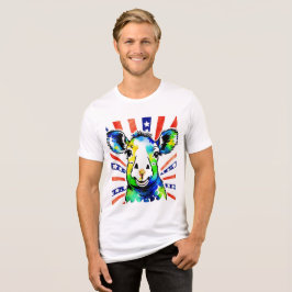 おもしろい水色カラフル トライブレンドＴシャツ