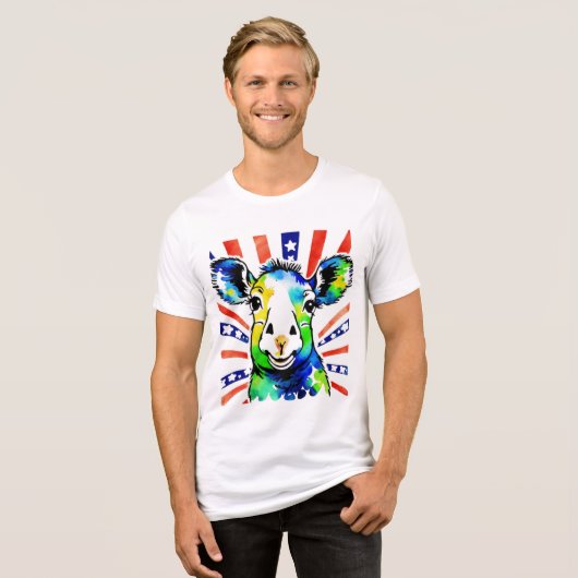 おもしろい水色カラフル トライブレンドＴシャツ (正面全面)