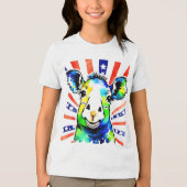 おもしろい水色カラフル トライブレンドＴシャツ (正面)