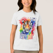 おもしろい水色カラフル トライブレンドＴシャツ (正面)