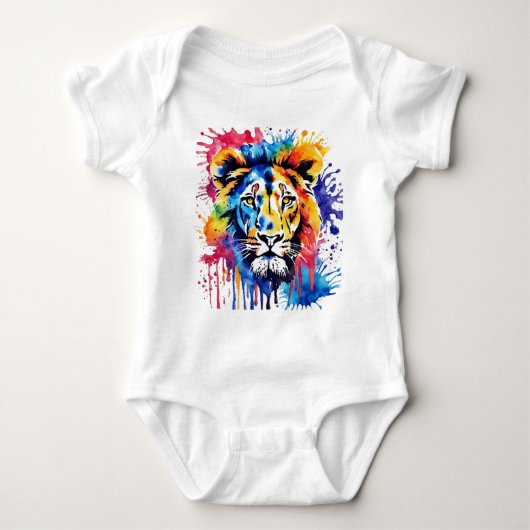 おもしろい水色カラフル ベビーボディスーツ (正面)