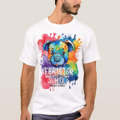 おもしろい水色カラフル Tシャツ (正面)
