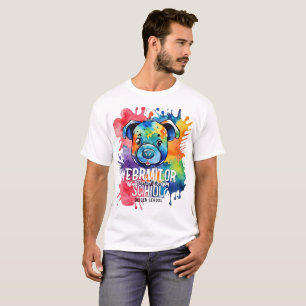 おもしろい水色カラフル Tシャツ