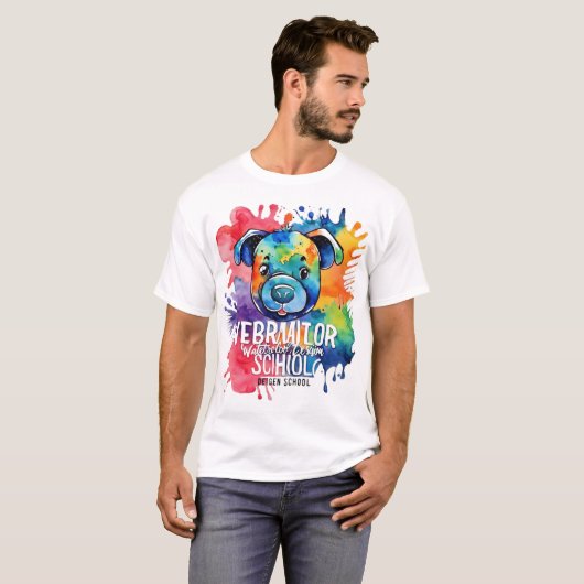 おもしろい水色カラフル Tシャツ (正面フル)