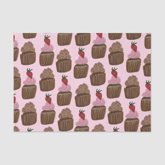 おもしろい水色チョコレートカップケーキギフト 薄葉紙 (正面)