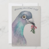 おもしろい水色バードクリスマス シーズンカード (正面)